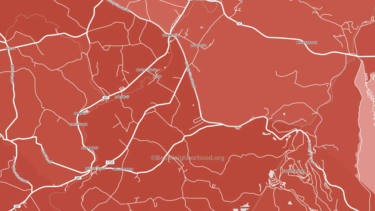 Champion, PA block-group political-lean map
