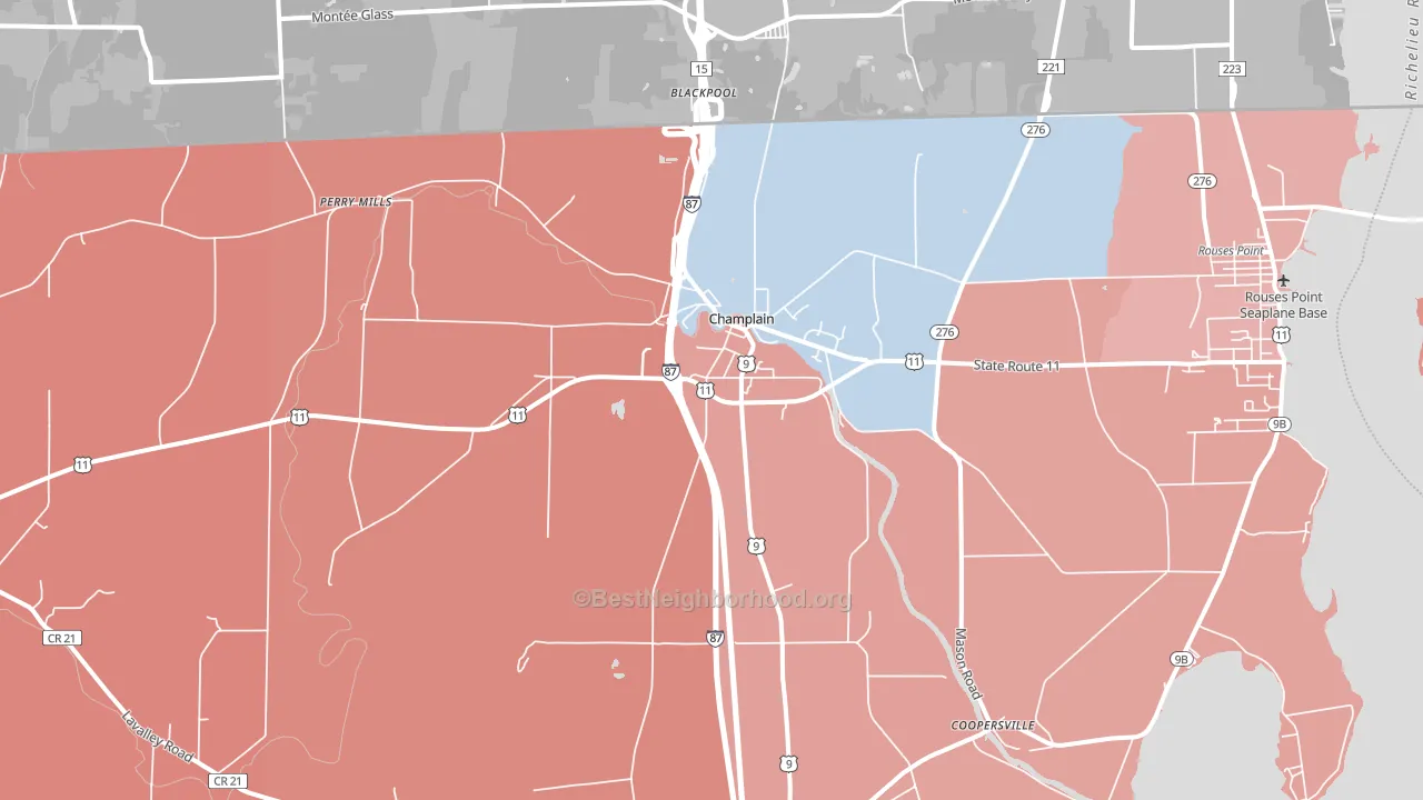 Champlain, NY block-group political-lean map