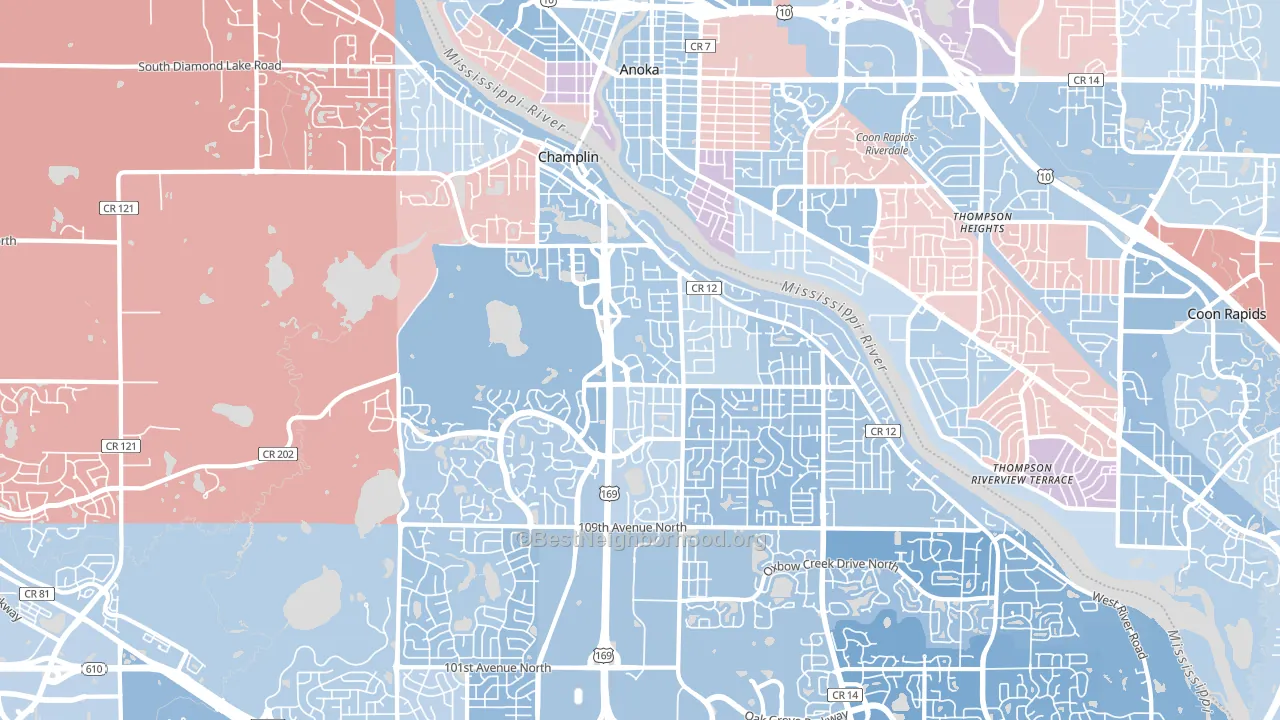 Champlin, MN block-group political-lean map
