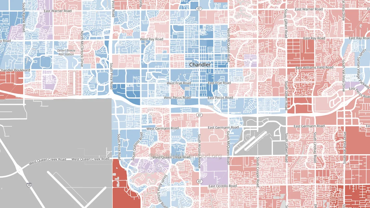 Chandler, AZ block-group political-lean map