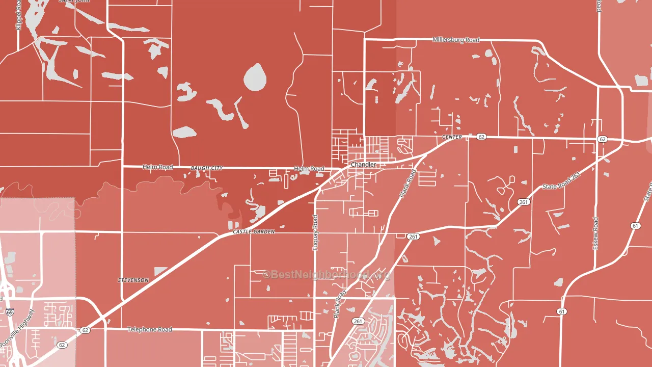 Chandler, IN block-group political-lean map