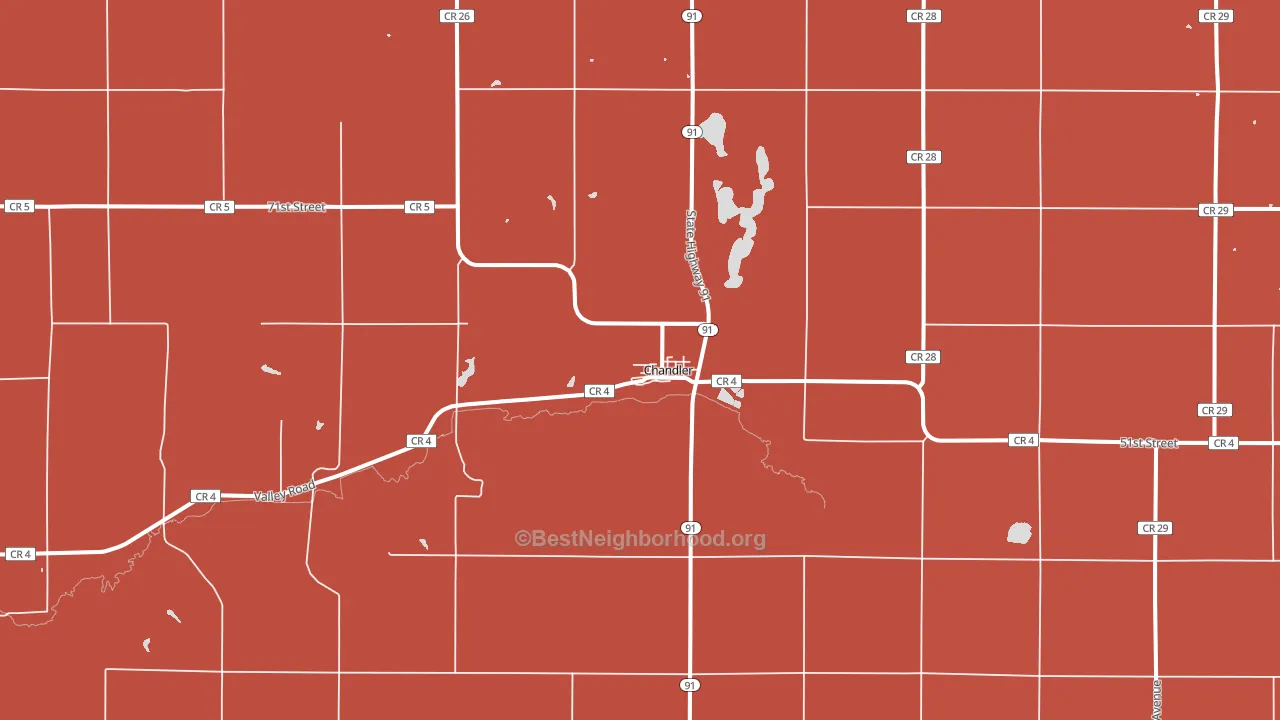 Chandler, MN block-group political-lean map