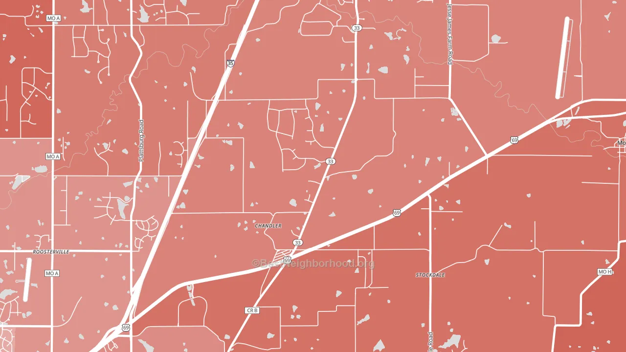 Chandler, MO block-group political-lean map