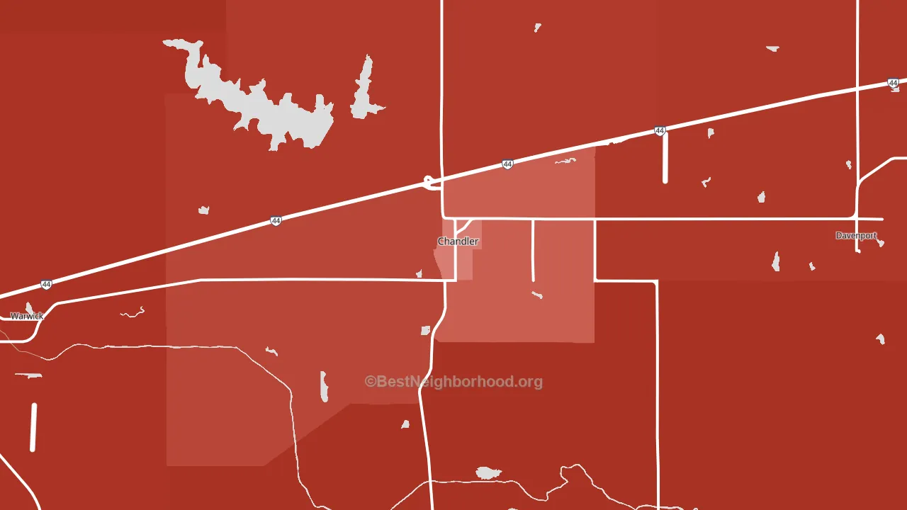 Chandler, OK block-group political-lean map