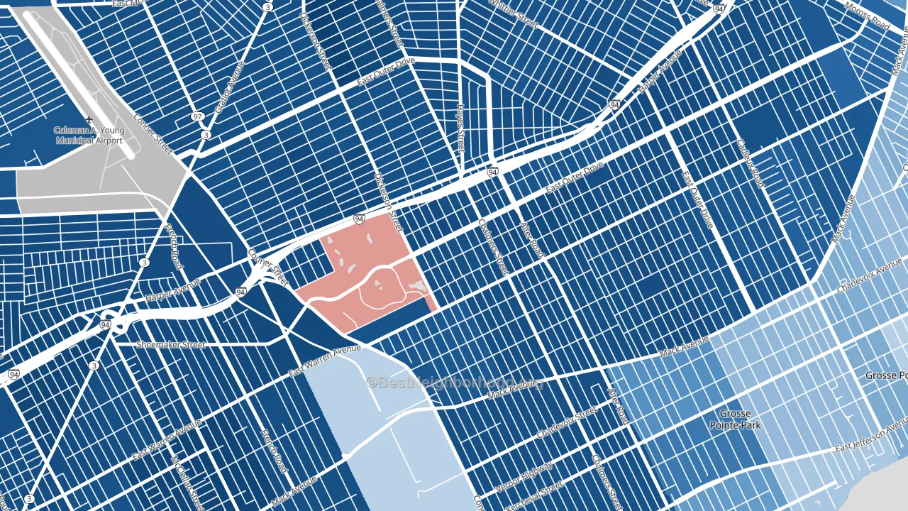 Chandler Park, Detroit, MI block-group political-lean map