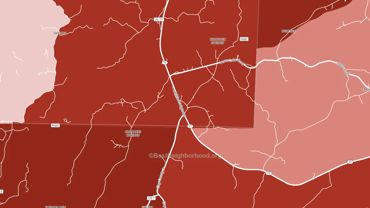 Chandler Springs, AL block-group political-lean map