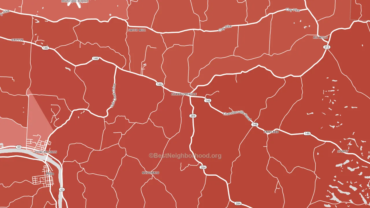 Chandlersville, OH block-group political-lean map