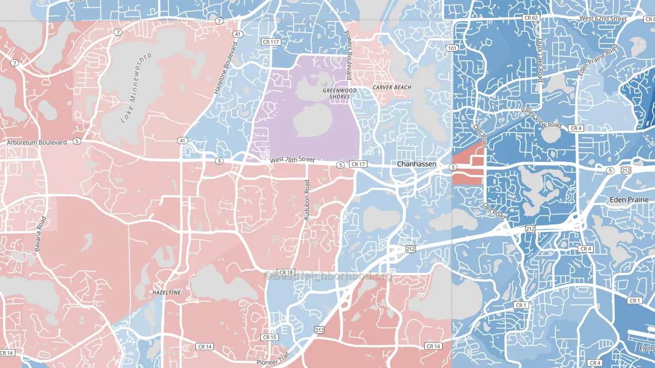 Chanhassen, MN block-group political-lean map