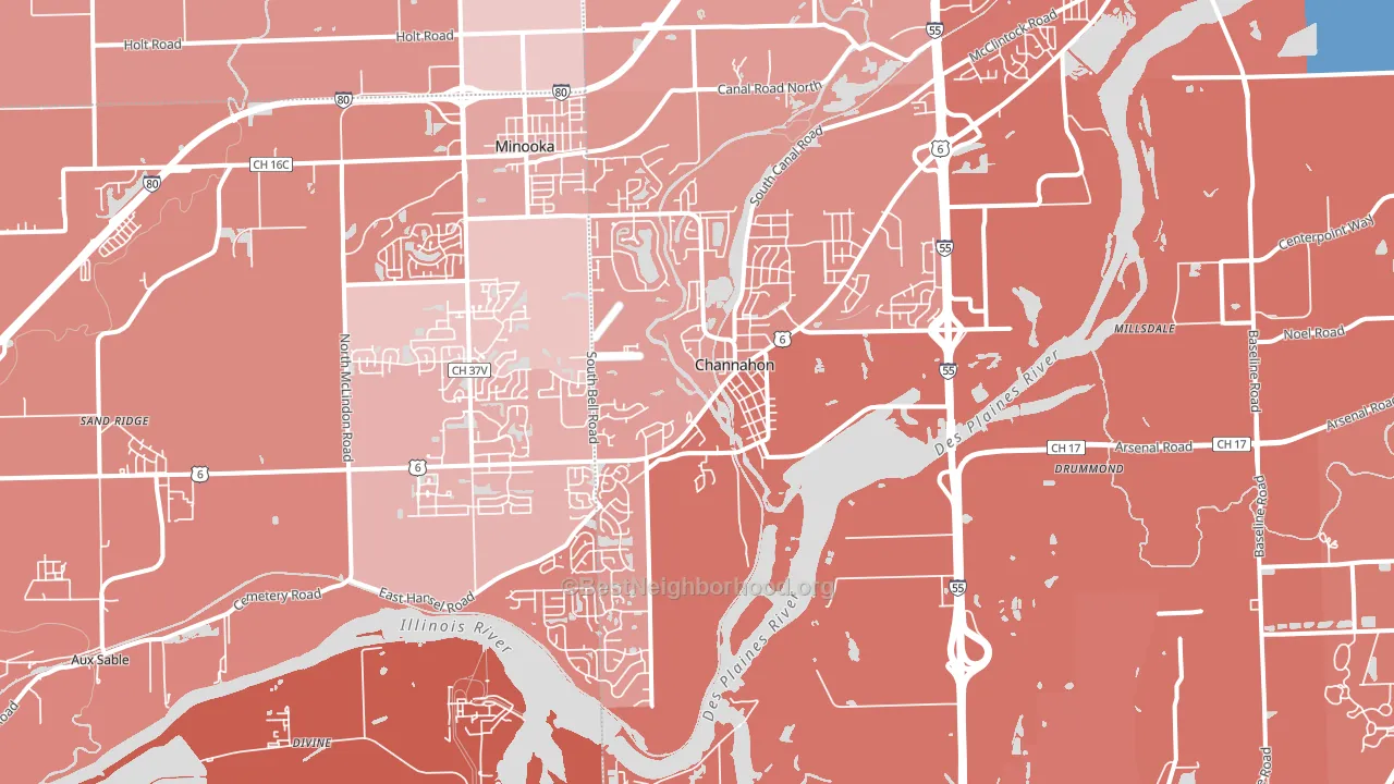 Channahon, IL block-group political-lean map