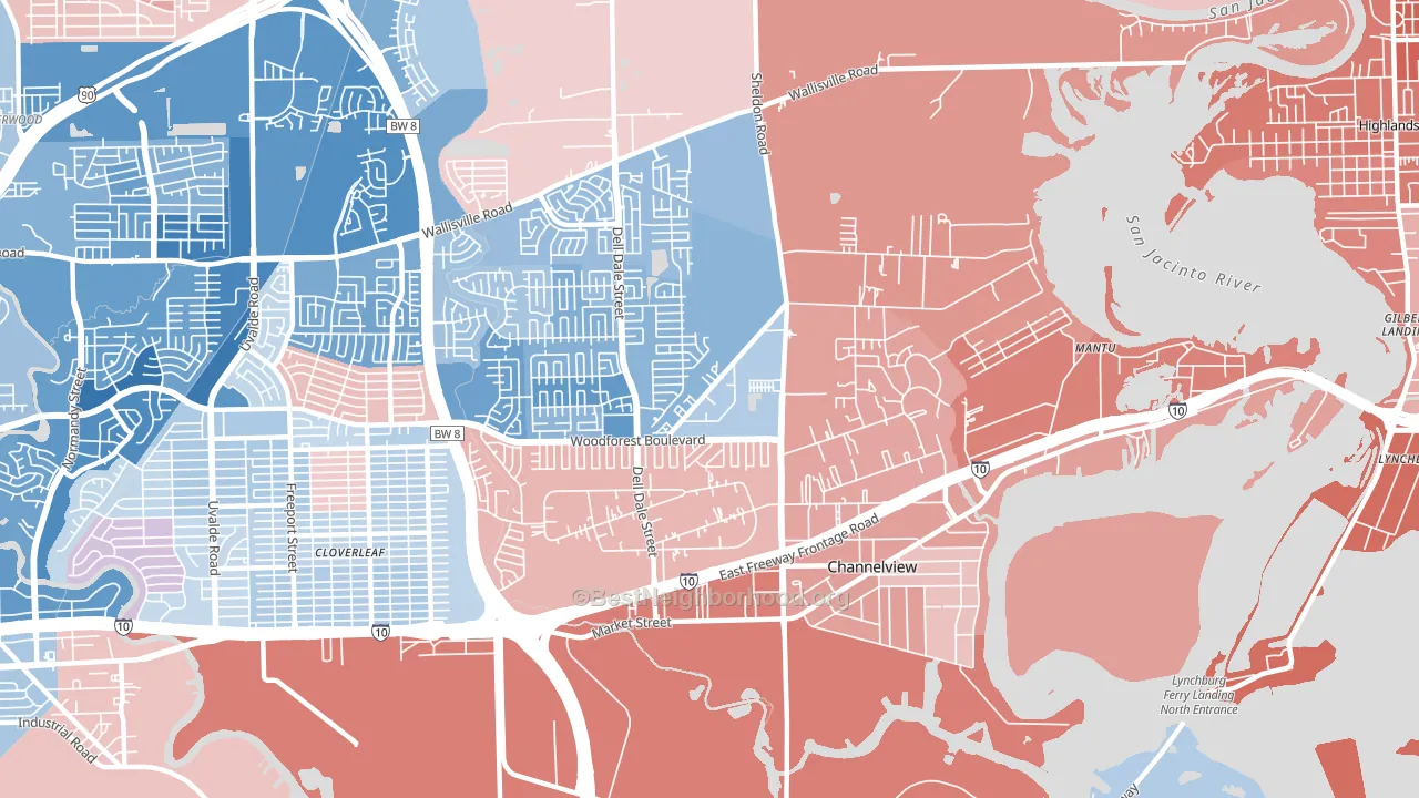 Channelview, TX block-group political-lean map