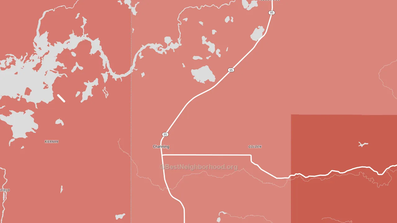 Channing, MI block-group political-lean map