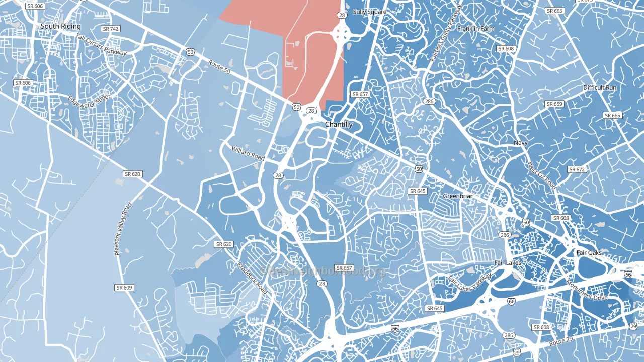 Chantilly, VA block-group political-lean map