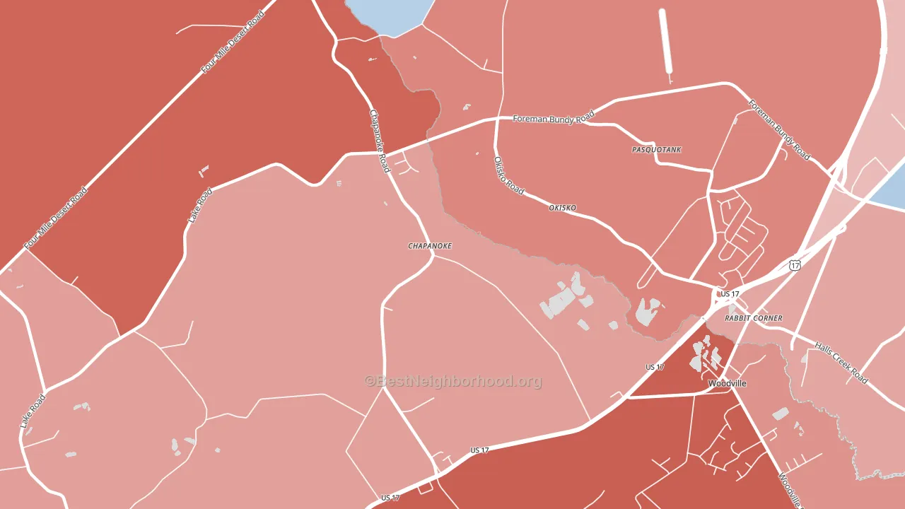 Chapanoke, NC block-group political-lean map