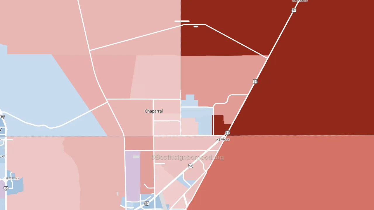 Chaparral, NM block-group political-lean map