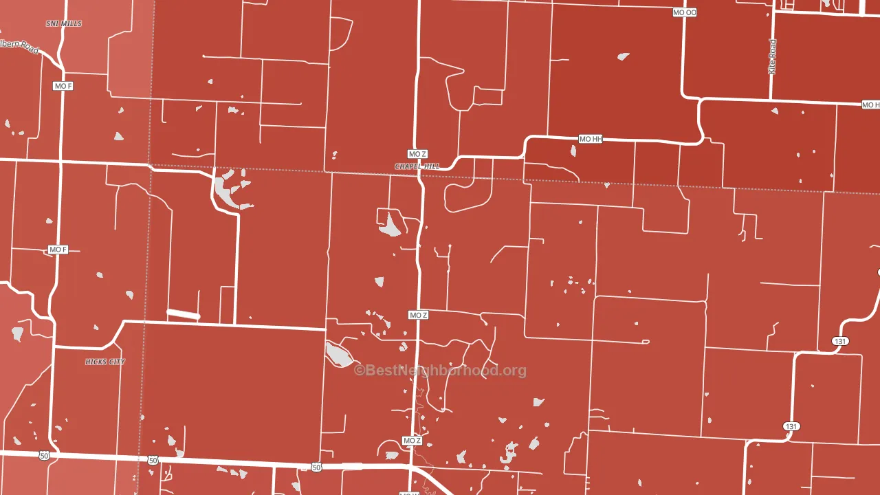 Chapel Hill, MO block-group political-lean map