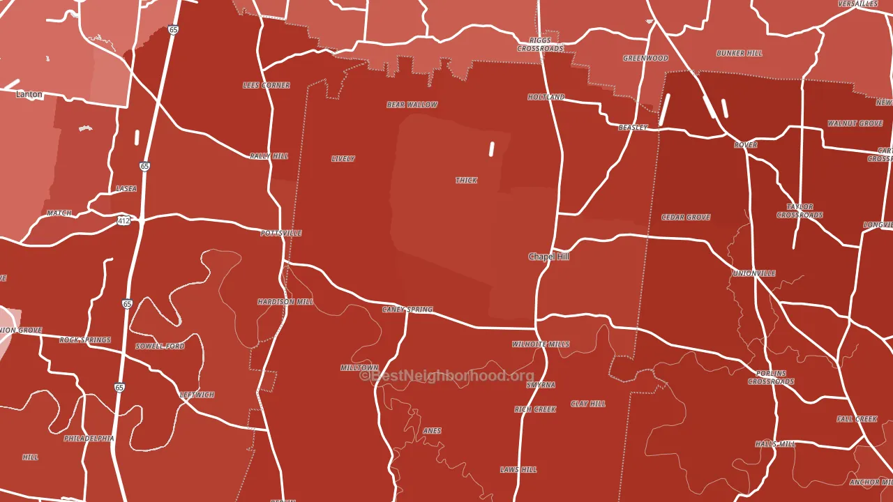 Chapel Hill, TN block-group political-lean map