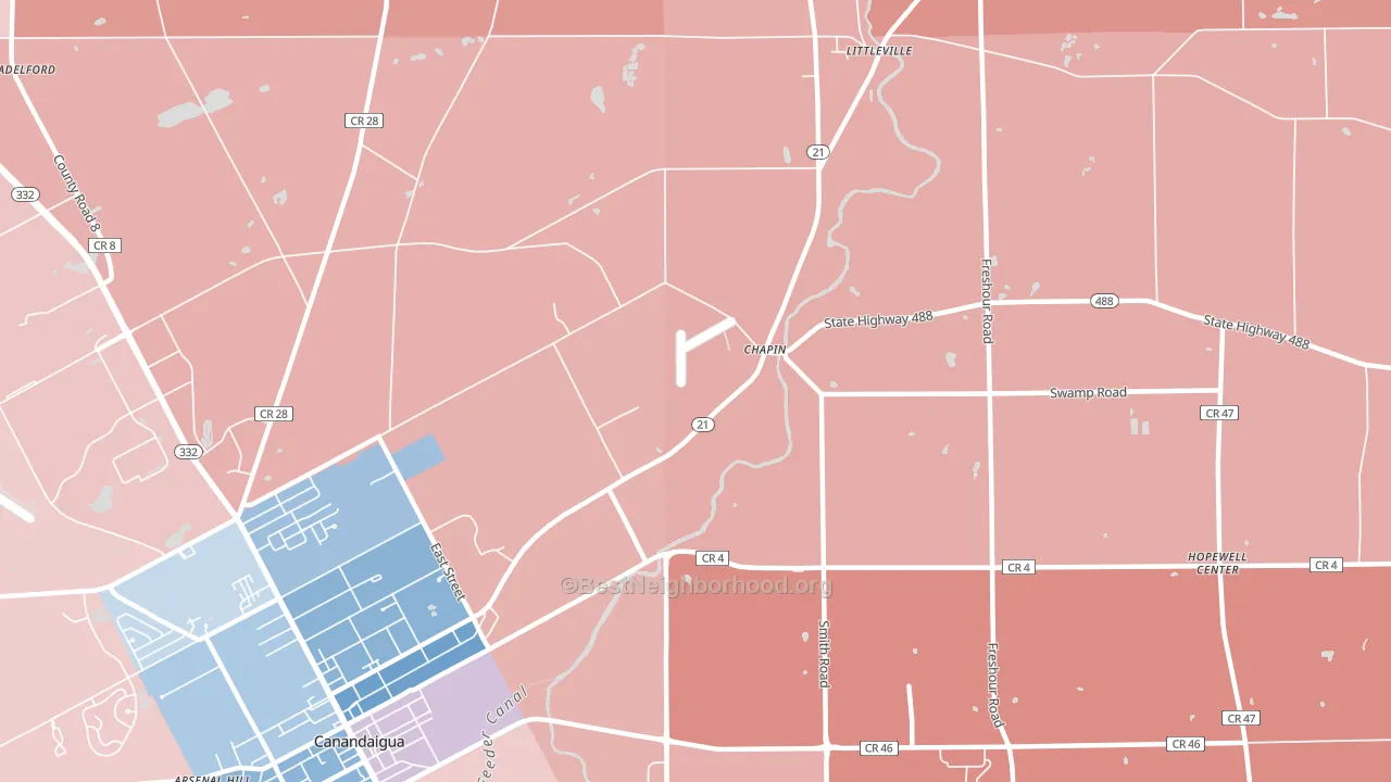 Chapin, NY block-group political-lean map