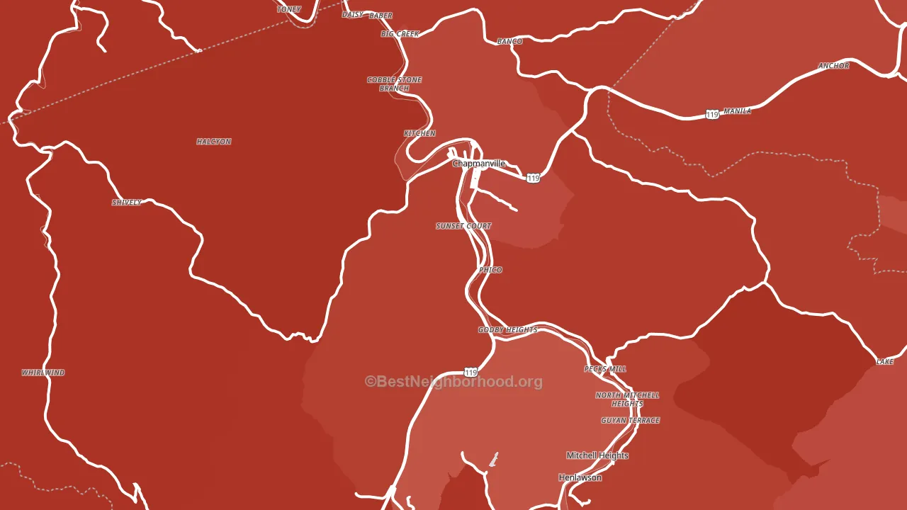 Chapmanville, WV block-group political-lean map