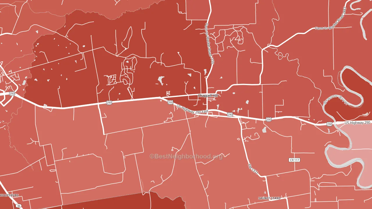 Chappell Hill, TX block-group political-lean map