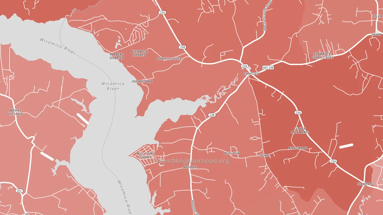 Chaptico, MD block-group political-lean map