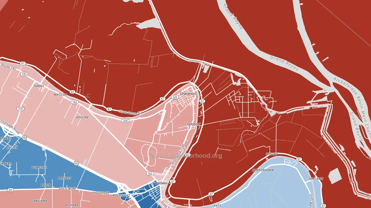 Charenton, LA block-group political-lean map