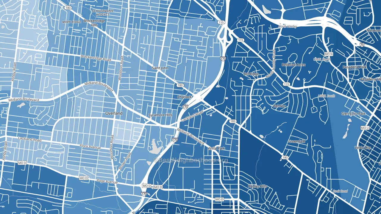 Charlack, MO block-group political-lean map