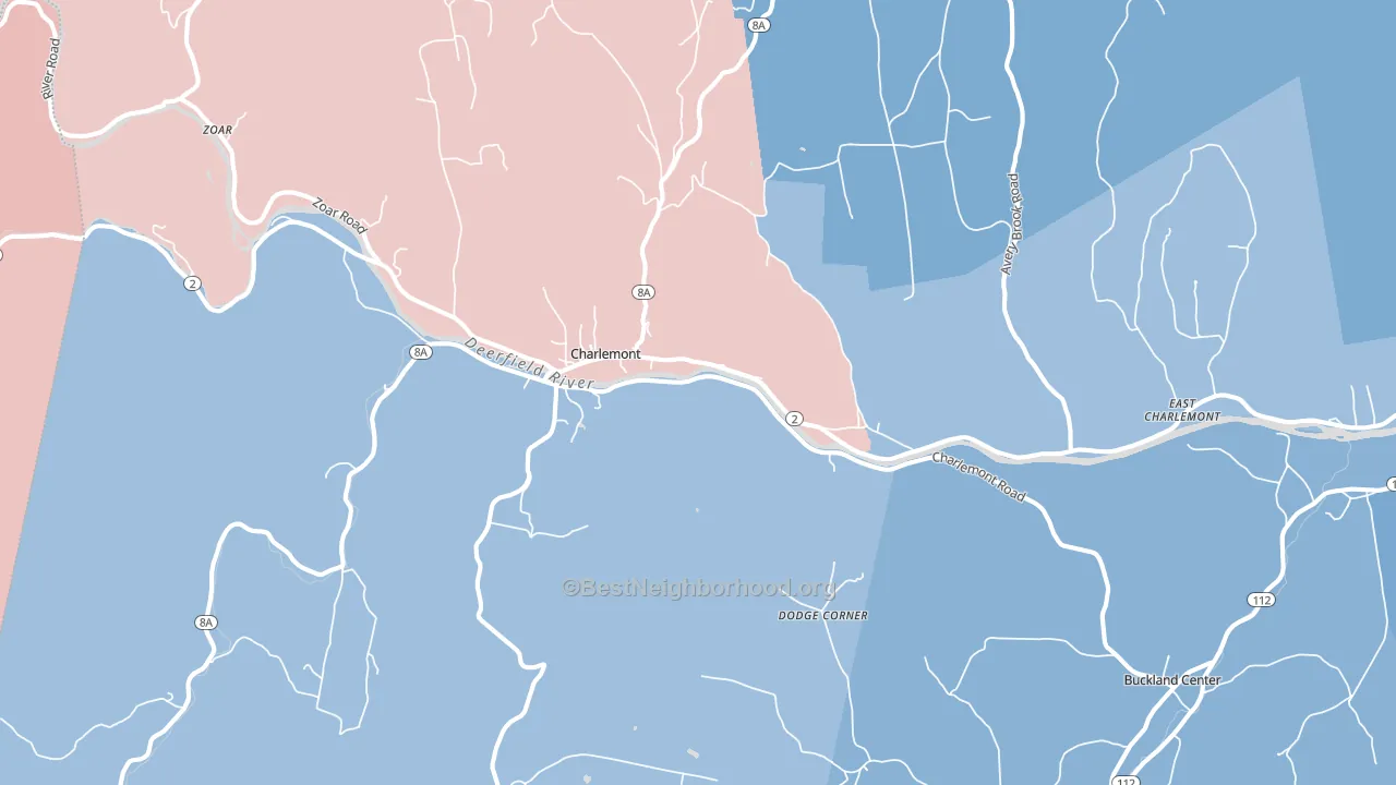 Charlemont, MA block-group political-lean map
