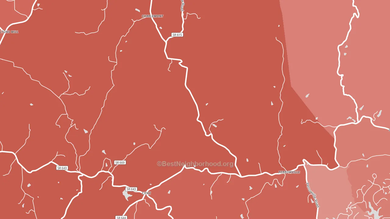 Charlemont, VA block-group political-lean map