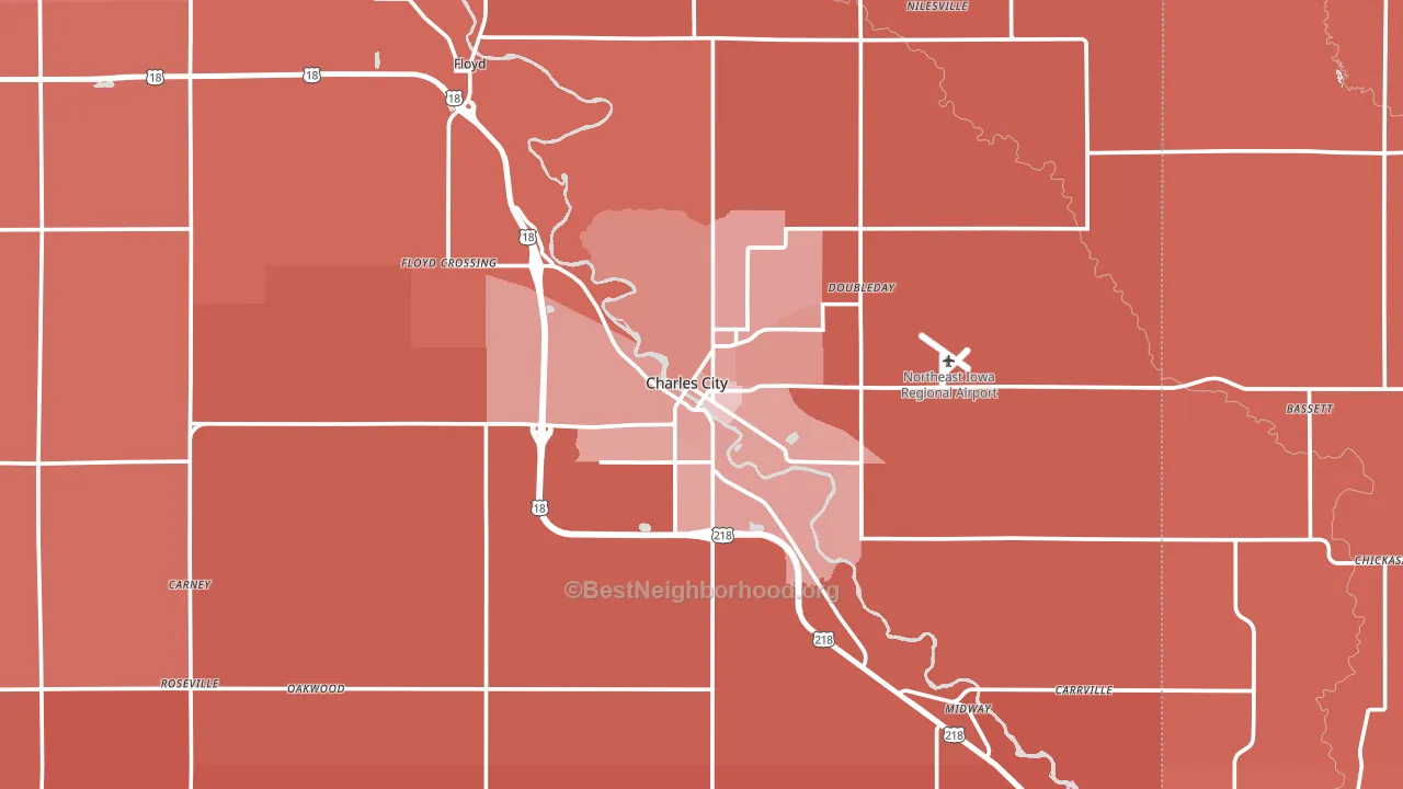 Charles City, IA block-group political-lean map