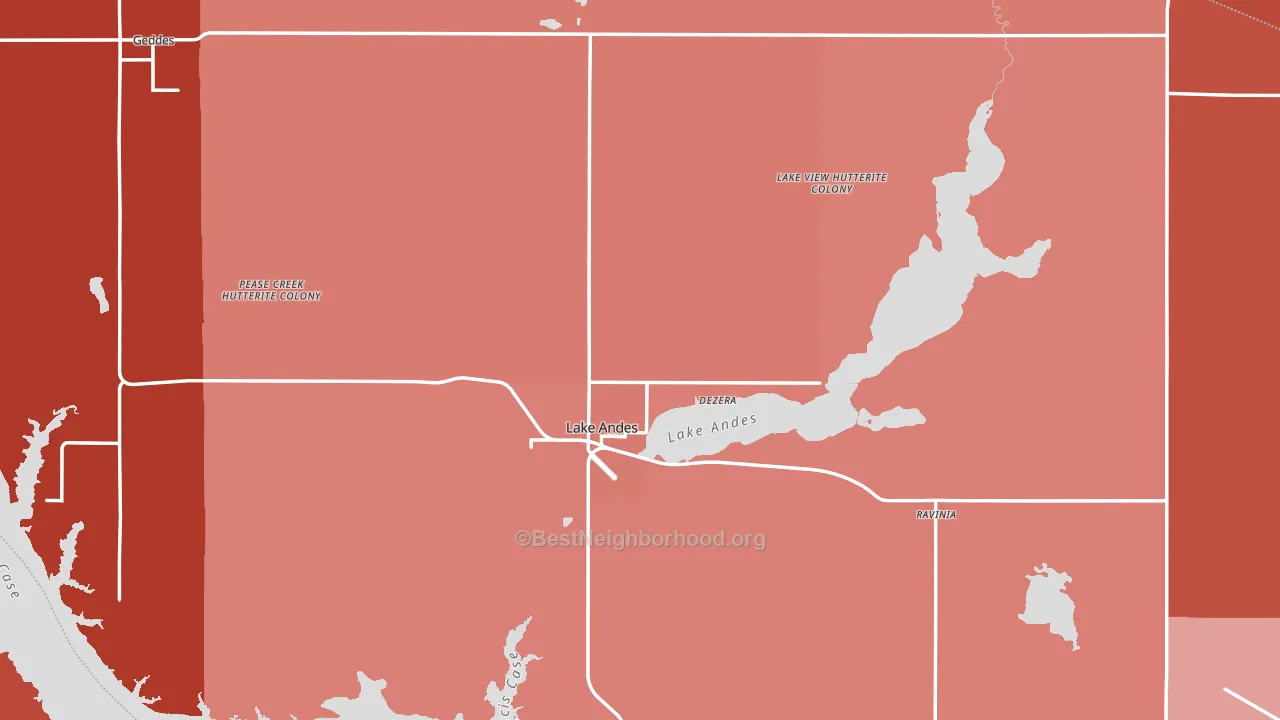 Charles Mix County, SD block-group political-lean map
