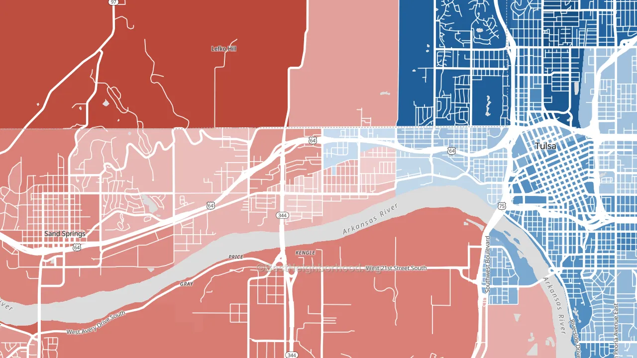 Charles Page, Tulsa, OK block-group political-lean map