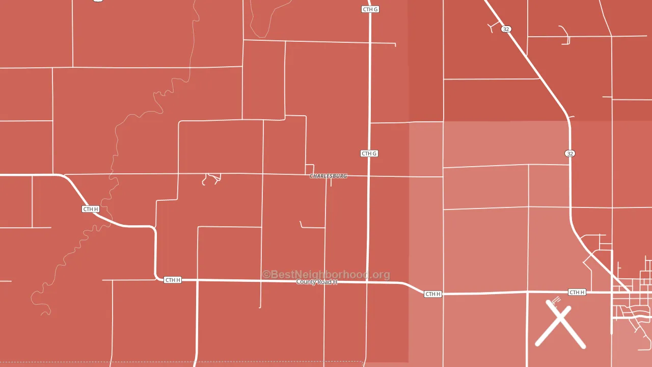 Charlesburg, WI block-group political-lean map
