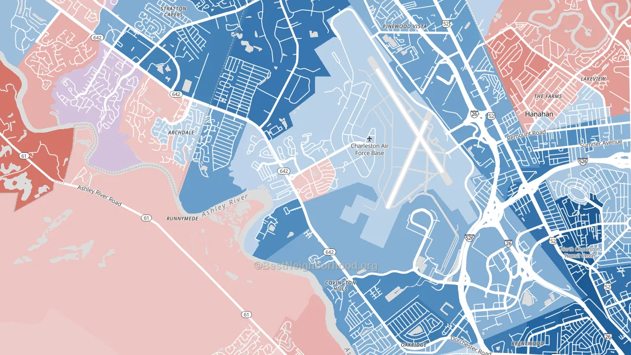Charleston Afb, SC block-group political-lean map