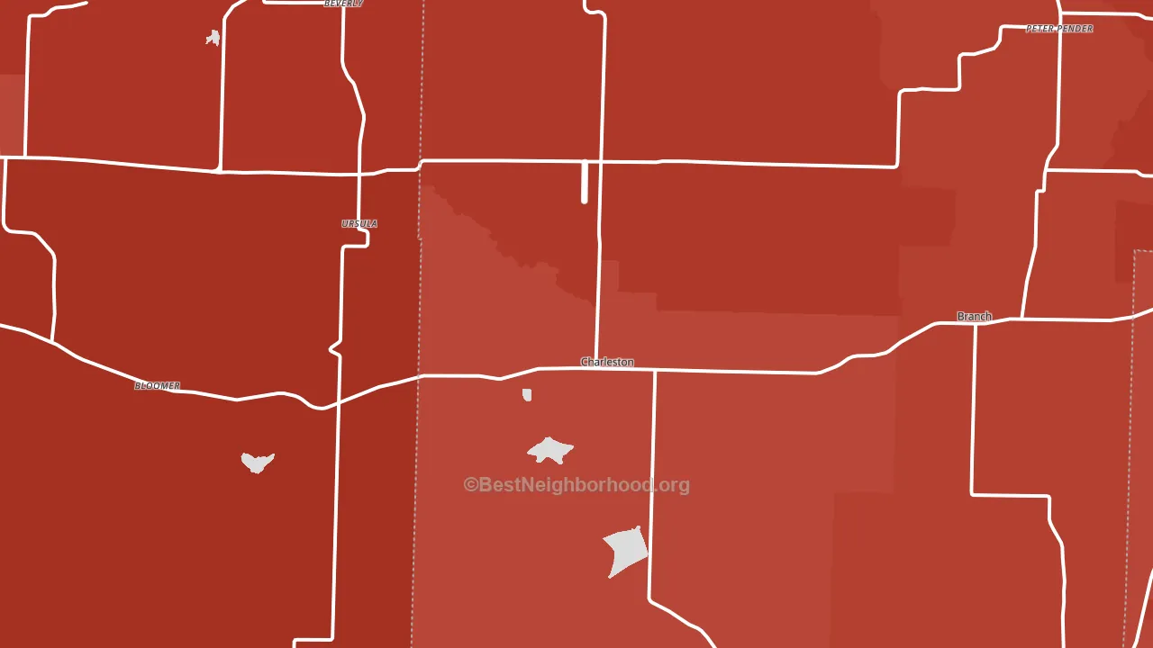 Charleston, AR block-group political-lean map