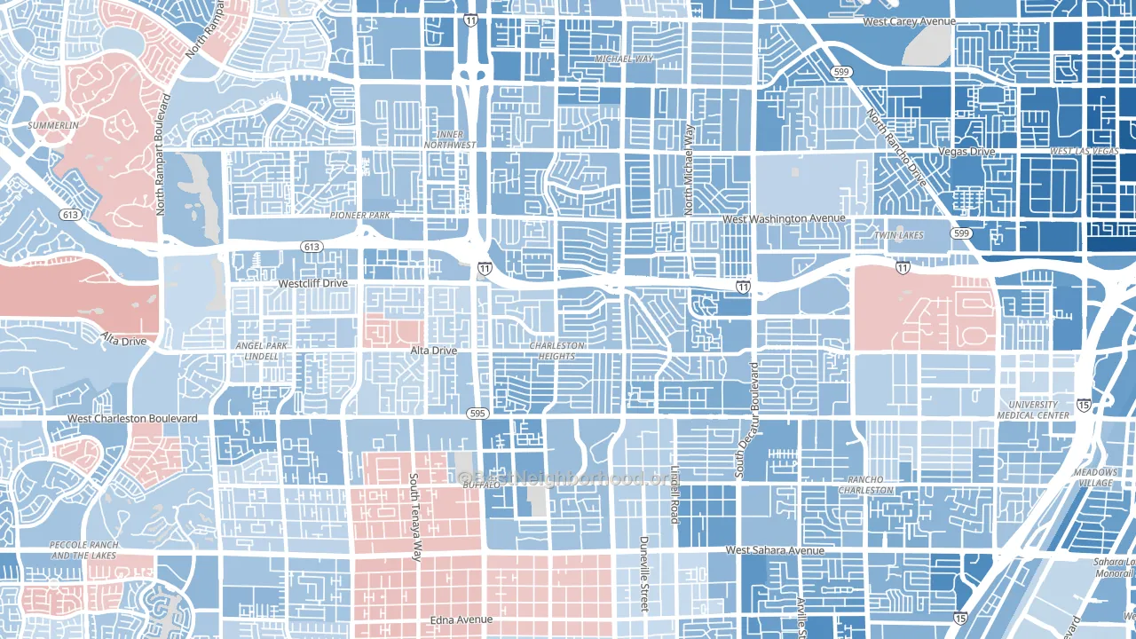 Charleston Heights, Las Vegas, NV block-group political-lean map