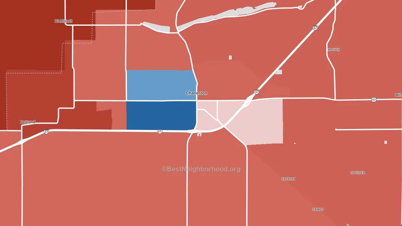 Charleston, MO block-group political-lean map