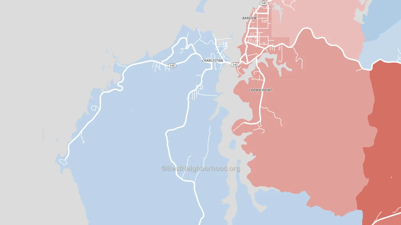 Charleston, OR block-group political-lean map