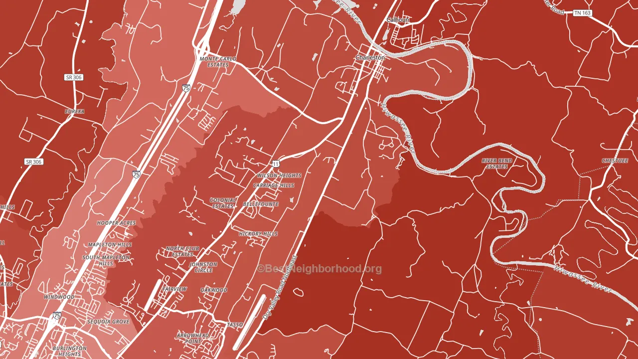 Charleston, TN block-group political-lean map
