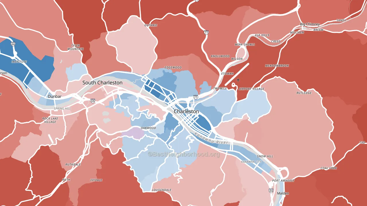 Charleston, WV block-group political-lean map