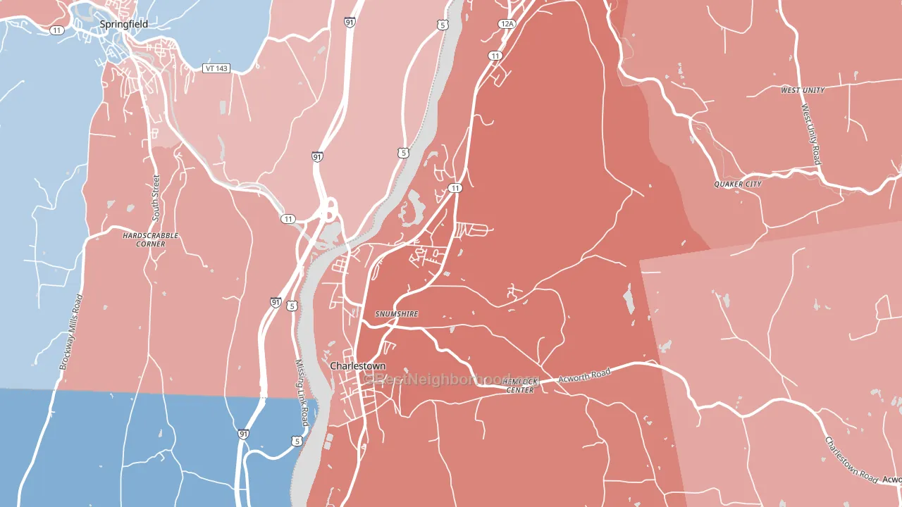 Charlestown, NH block-group political-lean map