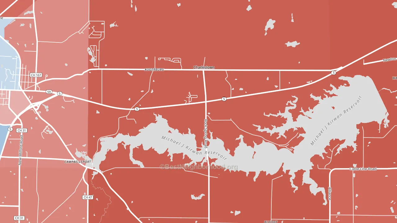 Charlestown, OH block-group political-lean map