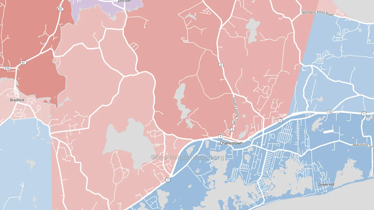 Charlestown, RI block-group political-lean map