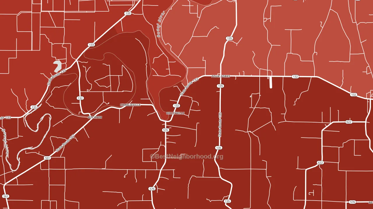 Charlieville, LA block-group political-lean map