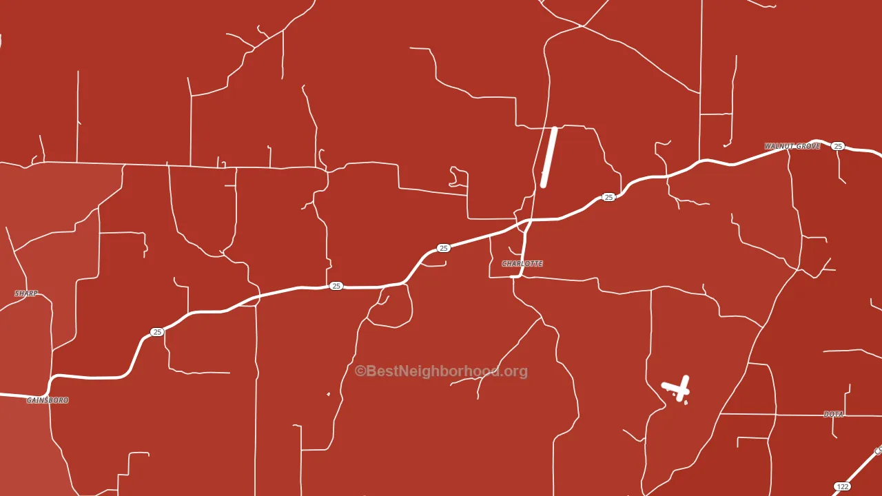 Charlotte, AR block-group political-lean map