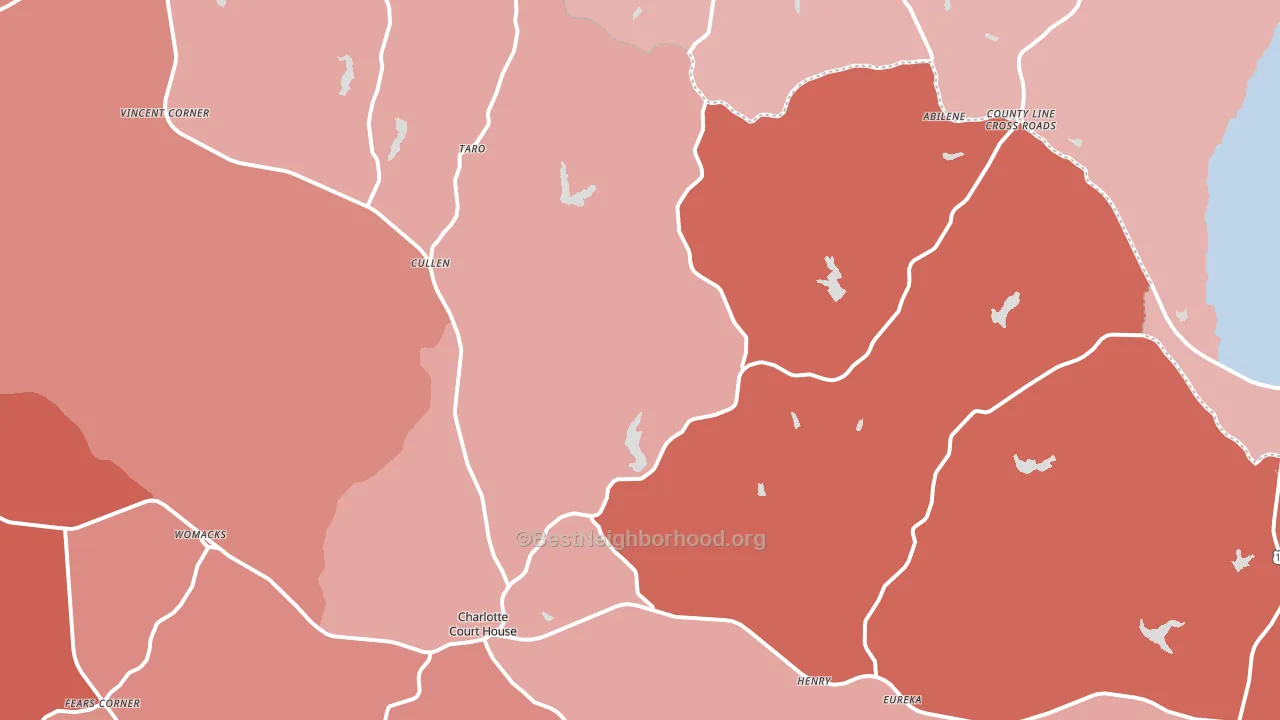 Charlotte Court House, VA block-group political-lean map