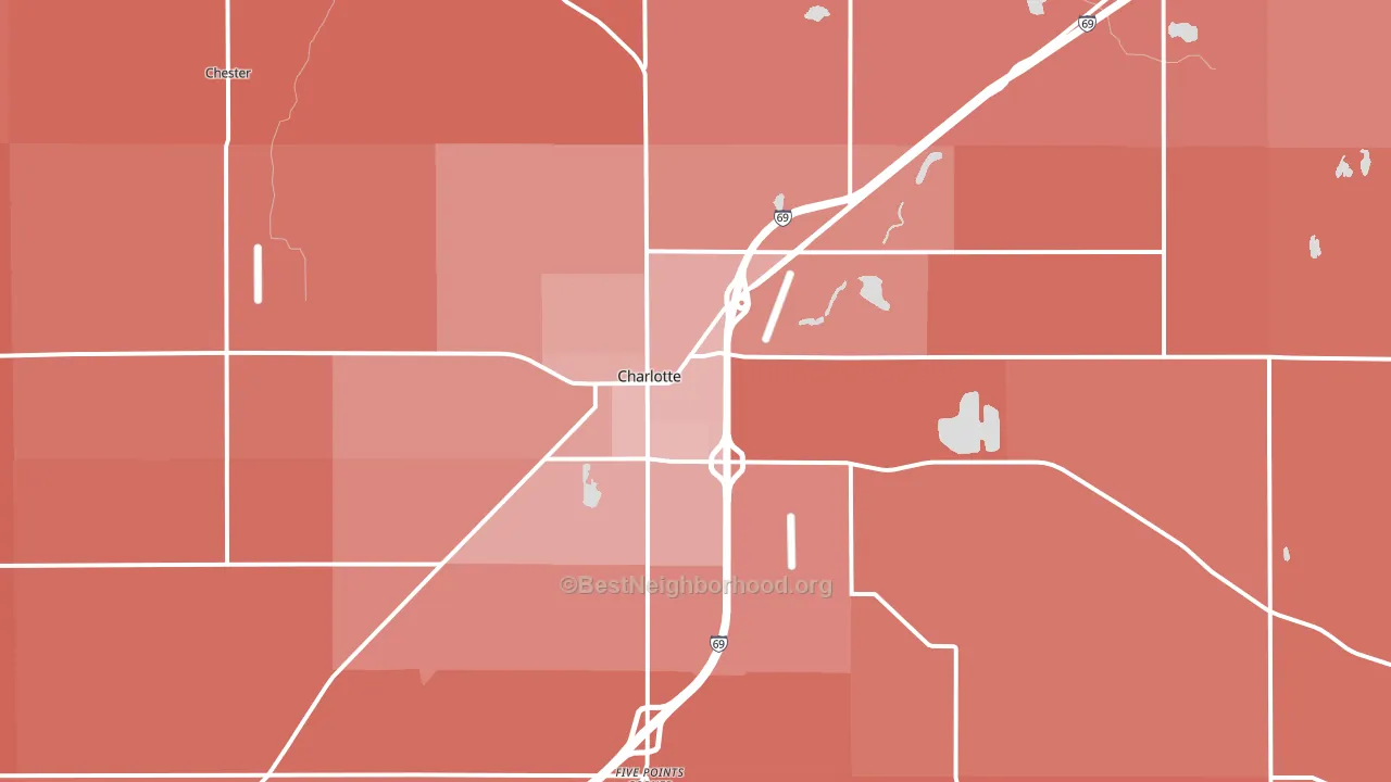Charlotte, MI block-group political-lean map