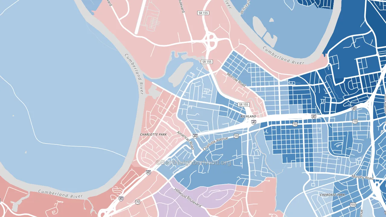 Charlotte Park, Nashville, TN block-group political-lean map