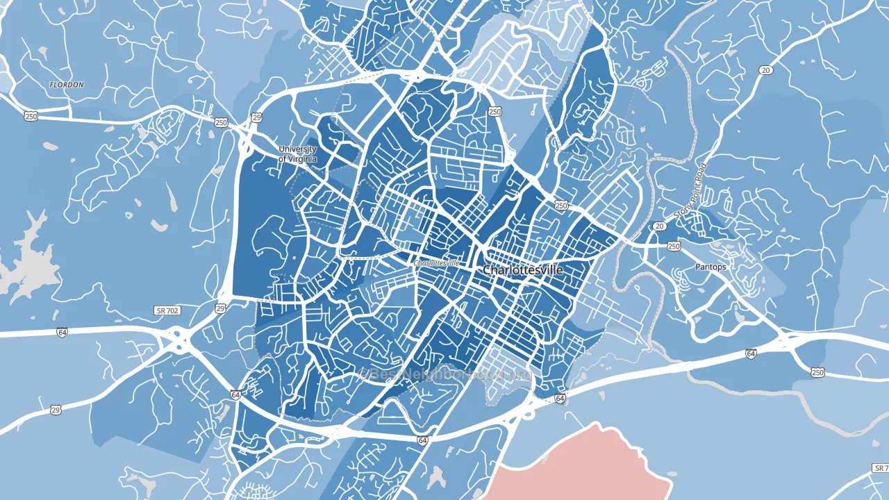 Charlottesville City, VA block-group political-lean map
