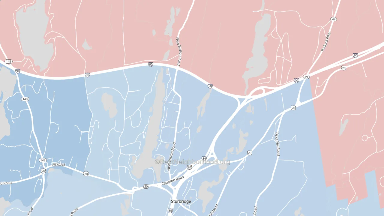 Charlton City, MA block-group political-lean map