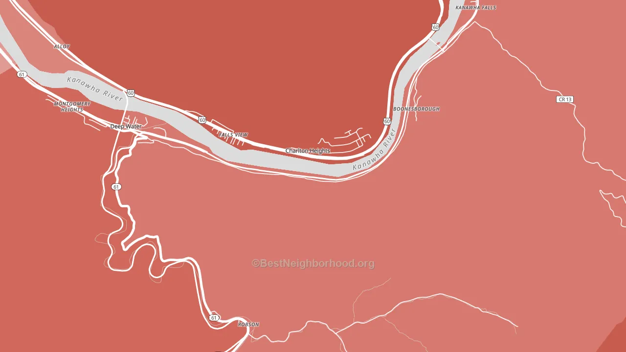 Charlton Heights, WV block-group political-lean map